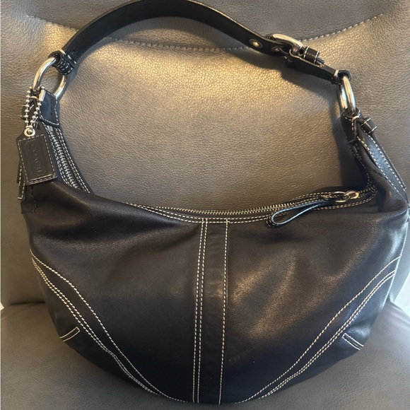 Vintage COACH LEGACY Hobo Shoulder Purse Hand Bag Black Leather - Picture 1 of 12